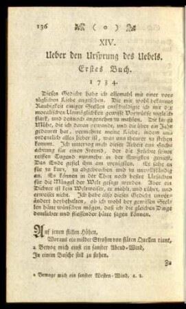 XIV. Ueber den Ursprung des Uebels