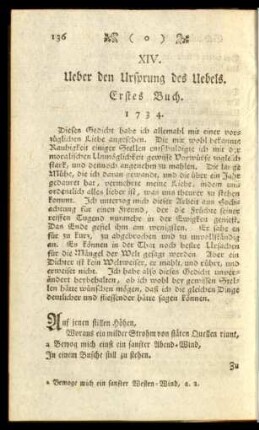 XIV. Ueber den Ursprung des Uebels
