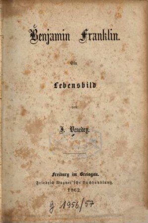 Benjaminn Franklin : Ein Lebensbild