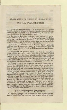 Géographie physique et historique de la Palestine