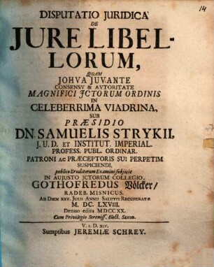 Disp. ... de iure libellorum