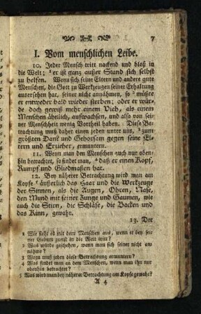 I. Vom menschlichen Leibe