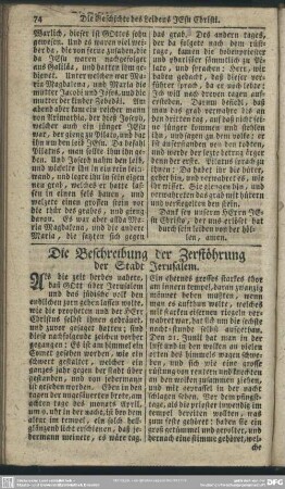 Die Beschreibung der Zerstöhrung der Stadt Jerusalem
