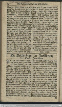 Die Beschreibung der Zerstöhrung der Stadt Jerusalem