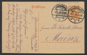 Brief an B. Schott's Söhne : 14.03.1919