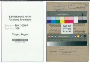 Entnazifizierung August Ringer , geb. 21.03.1903 (Werkfuehrer)