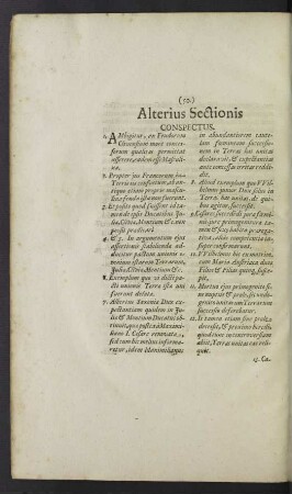 Alterius Sectionis Conspectus.