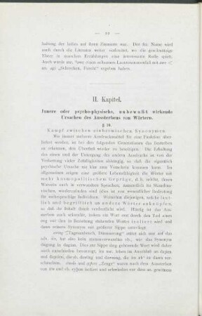 II. Kapitel. Innere oder psycho-physische, unbewußt wirkende Ursachen des Aussterbens von Wörtern.