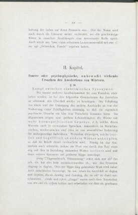 II. Kapitel. Innere oder psycho-physische, unbewußt wirkende Ursachen des Aussterbens von Wörtern.