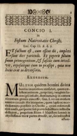 Concio I. in Festum Nativitatis Christi.