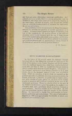 Hints to British Manufacturers.
