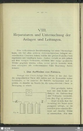 VIII. Reparaturen und Untersuchung der Anlagen und Leitungen