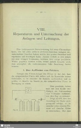 VIII. Reparaturen und Untersuchung der Anlagen und Leitungen