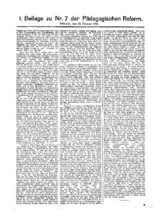 [Literatur zur Gemeinschaftspädagogik] : [Fortsetzung aus dem Hauptblatt] ; 1. Beilage zu Nr. 7 der Pädagogischen Reform