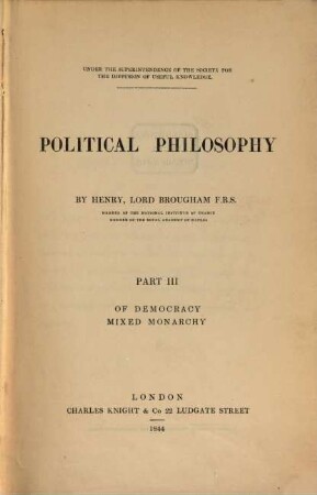 Political Philosophy, 3. Of democracy. Mixed monarchy
