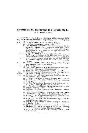 Nachtrag zu Ad. Diesterweg, Bibliograph. Studie