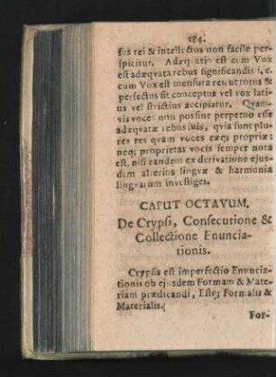 Caput Octavum. De Crypsi, Consecutione & collectione Enunciationis.