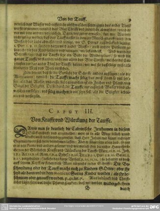 Caput III. Von Krafft und Würckung der Tauffe