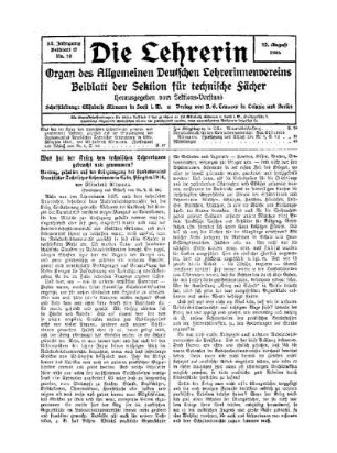 Was hat der Krieg den technischen Lehrerinnen gebracht und genommen? : Vortrag, gehalten auf der Kriegsttagung des Landesvereins Preußischer Technischer Lehrerinnen in Cöln, Pfingsten 1916 ; (Fortsetzung und Schluß von Nr.9, S.34)