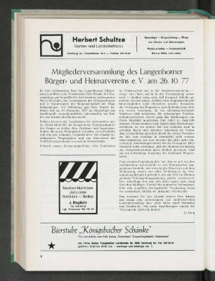 Mitgliederversammlung des Langenhorner Bürger- und Heimatvereins e.V. am 26.10.77