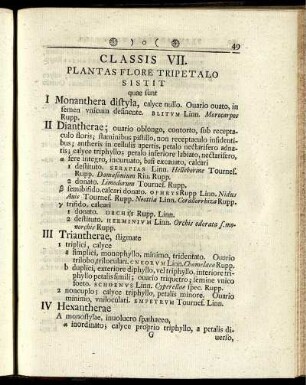 Classis VII. Plantas Flore Tripetalo Sistit ...