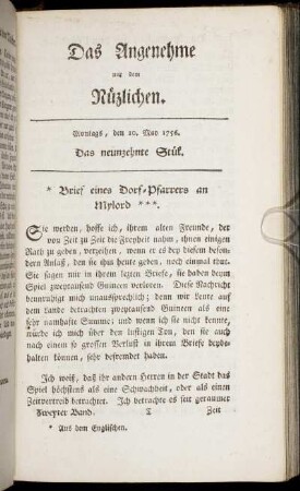 Das neunzehnte Stück. Montags, den 10. May 1756.