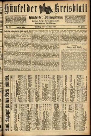 Zweite Ausgabe vom Samstag, den 10. Mai 1924.