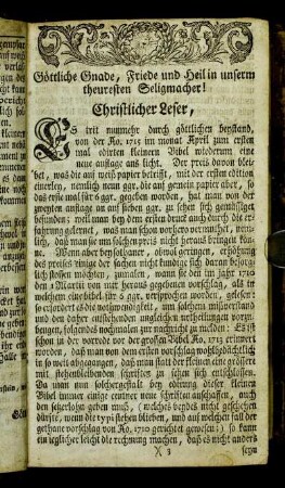 Göttliche Gnade, Friede und Heil in unserm theuresten Seligmacher!