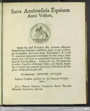 Sacra Anniversaria Equitum Aurei Velleris