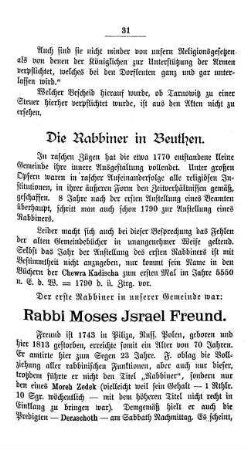Die Rabbiner in Beuthen