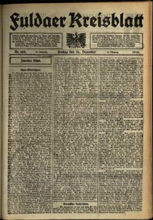 Zweite Ausgabe vom Freitag, den 16. Dezember 1910.