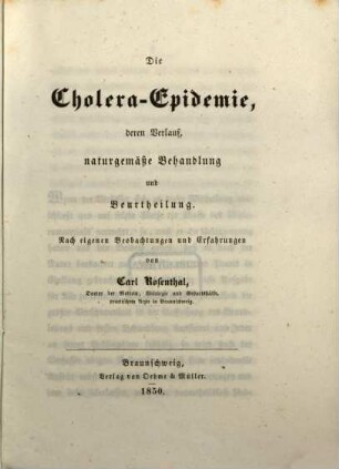 Die Cholera-Epidemie