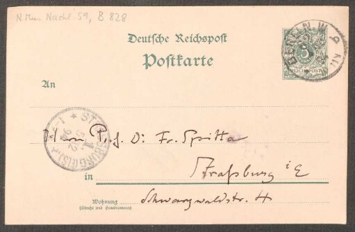 Postkarte an Friedrich Spitta : 04.12.1894