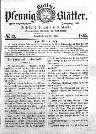 No. 13, Sonnabend, den 25. März