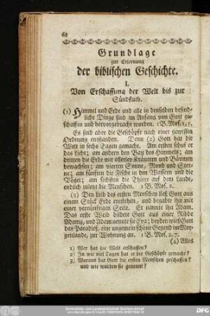 I. Von Erschaffung der Welt bis zur Sündfluth.