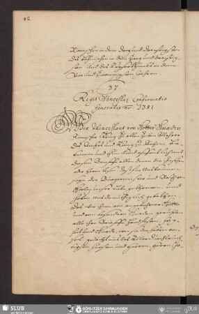 37. Regis Wenceslai Confirmatio Generalis ao. 1381.