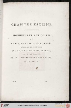 X: Monuments et antiquitels de l'ancienne Ville de Pompeii