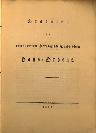 Statuten des erneuerten Herzoglich Sächsischen Hausordens
