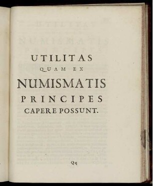 Utilitas Quam Ex Numismatis Principes Capere Possunt