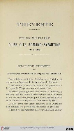 Sér .5.2=45.1911: Teveste : étude militaire d'une cité romano-byzantine 70 à 705