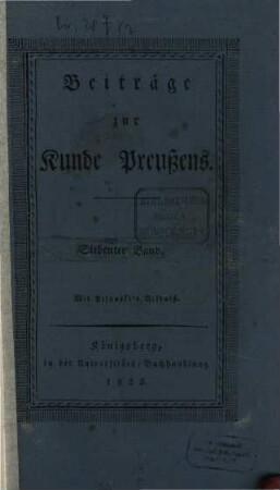 Beiträge zur Kunde Preußens. 7, 7. 1825