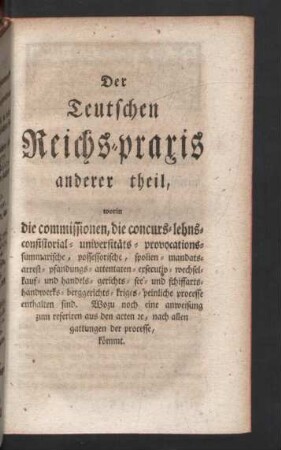 Der Teutschen Reichspraxis anderer theil
