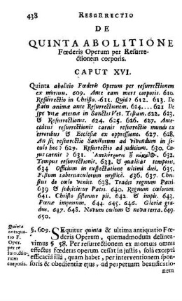 De Quinta Abolitione Fœderis Operum per Resurrectionem corporis. Caput XVI.