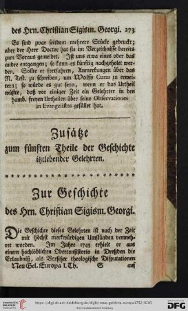 Zusätze zum fünften Theile der Geschichte ißtlebender Gelehrten