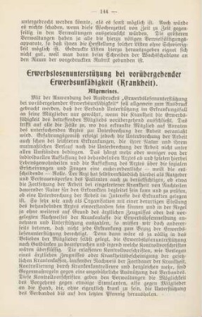 Erwerbslosenunterstützung bei vorübergehender Erwerbsunfähigkeit (Krankheit).