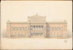 Landesbibliothek Berlin Schinkelwettbewerb 1875: Aufriss Vorderansicht; Maßstabsleiste
