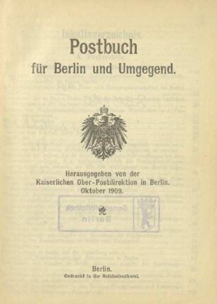 1909: Postbuch für Berlin und Umgegend