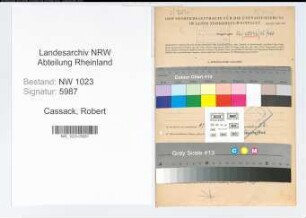 Entnazifizierung Robert Cassack , geb. 14.08.1903 (Techn.Angest.)