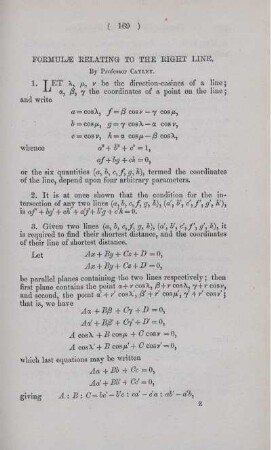 Formulae relating to the right line.