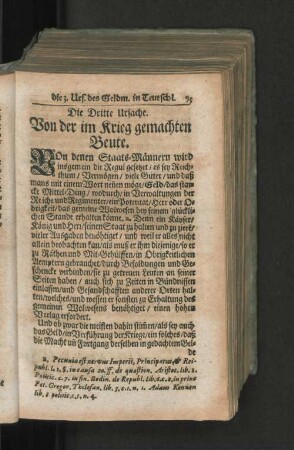 Die Dritte Ursache. Von der im Krieg gemachten Beute.